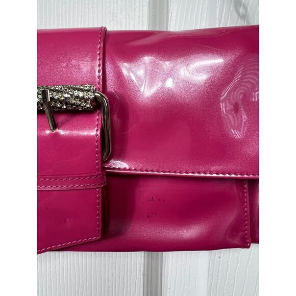Kenneth Cole Reaction Hot Pink Handbag with Rhinestone Buckle Chain Strap - Picture 2 of 10